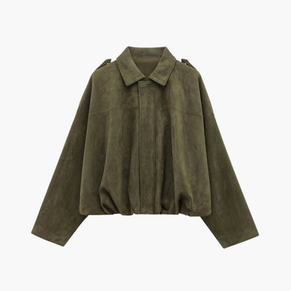 Women's Comfortable Zip Up Bomber Coat Loose Fit