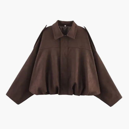 Women's Comfortable Zip Up Bomber Coat Loose Fit