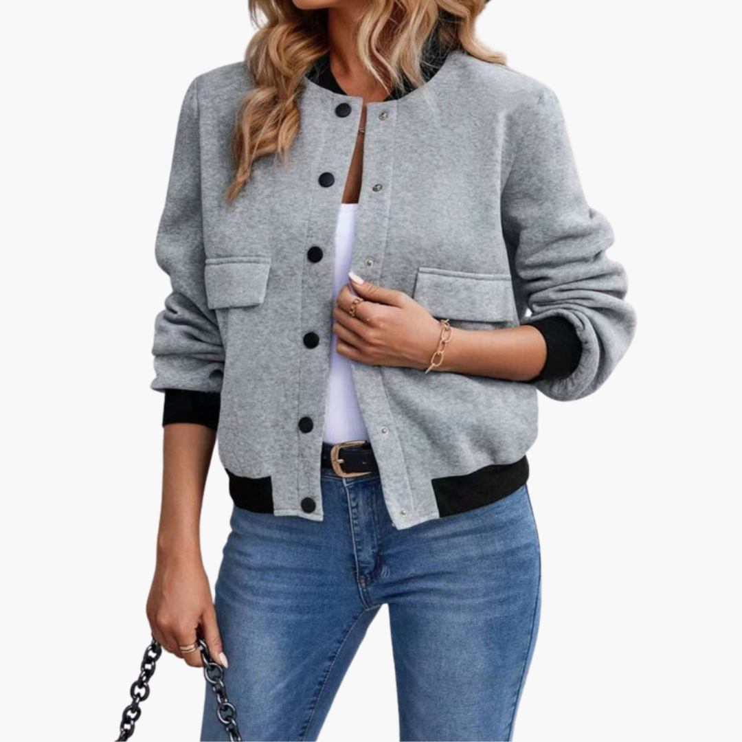 Women's Fashion Zip Up Jacket with Pockets - Olytrend