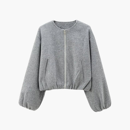 Women's Short Bomber Jacket - Easy Zip Front Closure