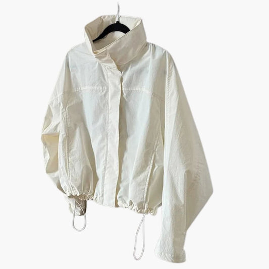 Women's Short Bomber Jacket with Fitted Waist - Olytrend