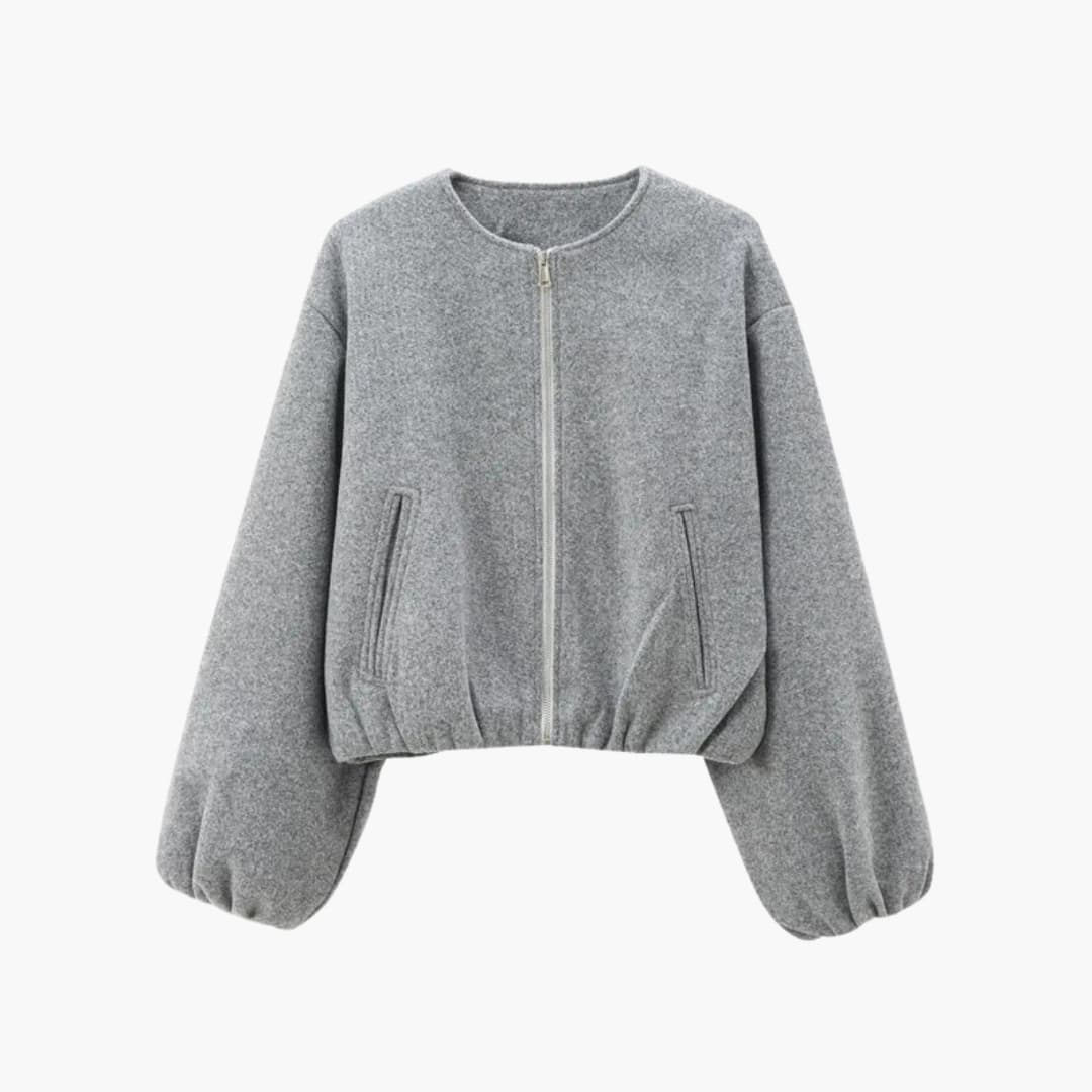 Women's Fit Zip Up Bomber Jacket with Elastic Waistband