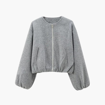 Women's Fit Zip Up Bomber Jacket with Elastic Waistband