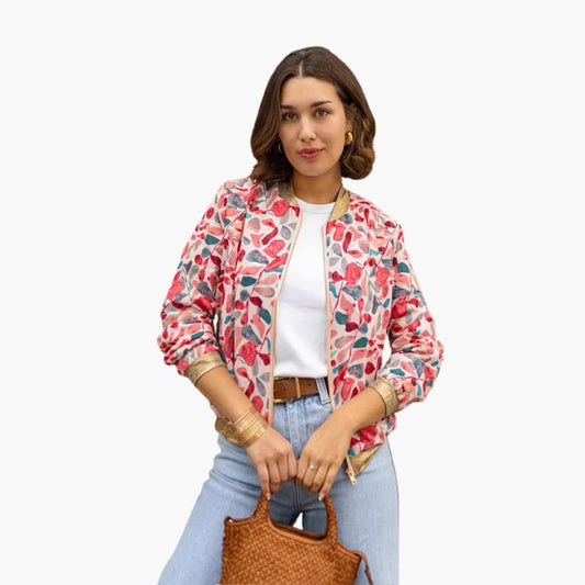 Casual Floral Zip Up Women's Jacket - Olytrend