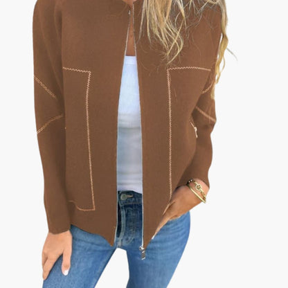 Casual Women's Zip Up Bomber Coat
