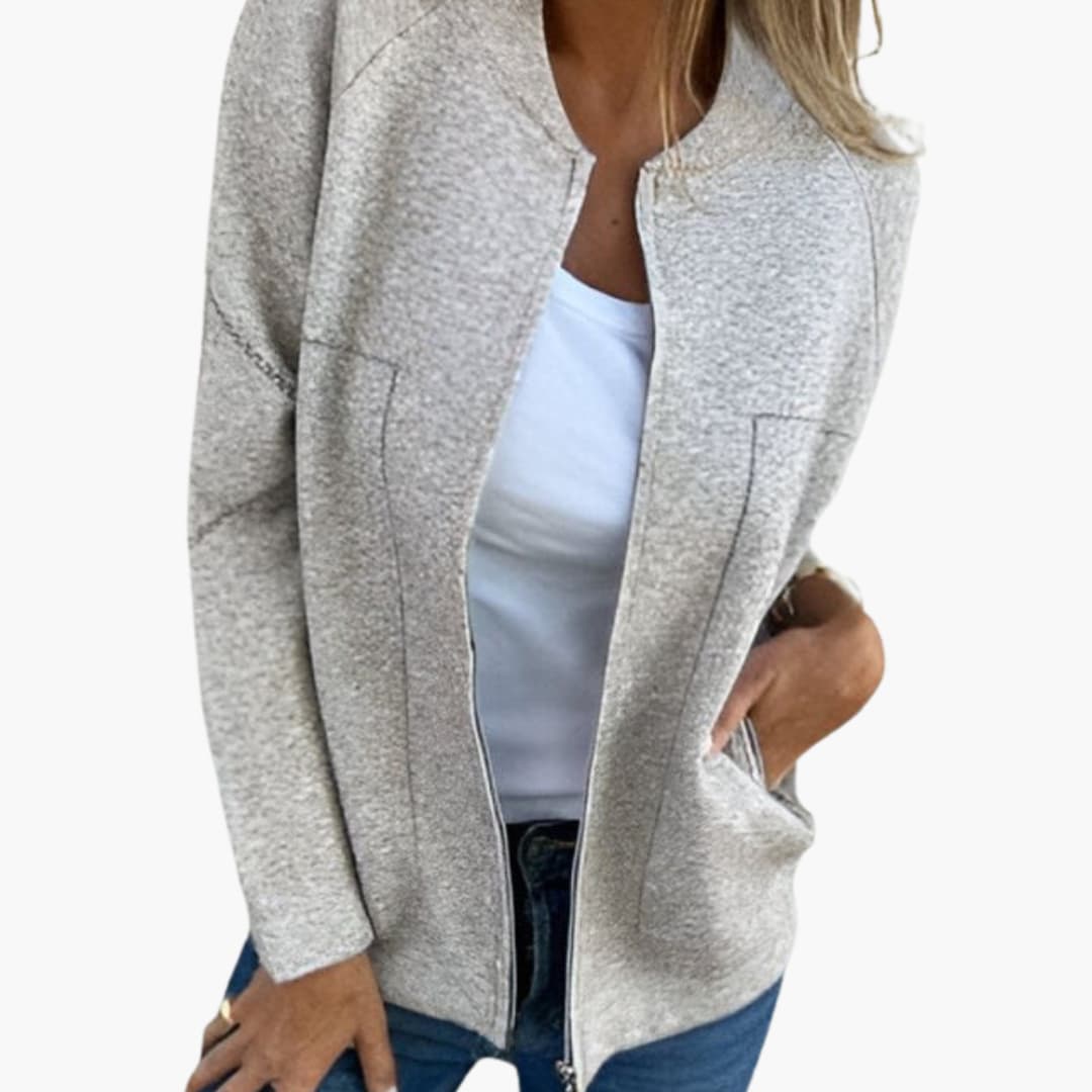 Casual Women's Zip Up Bomber Coat