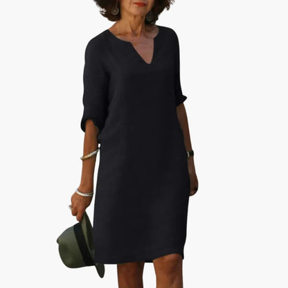 Casual V-Neck Midi Dress for Women