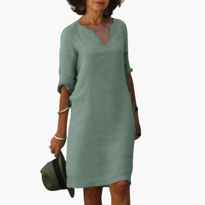 Casual V-Neck Midi Dress for Women