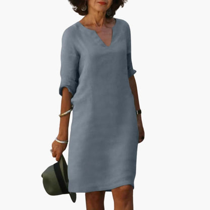 Casual V-Neck Midi Dress for Women