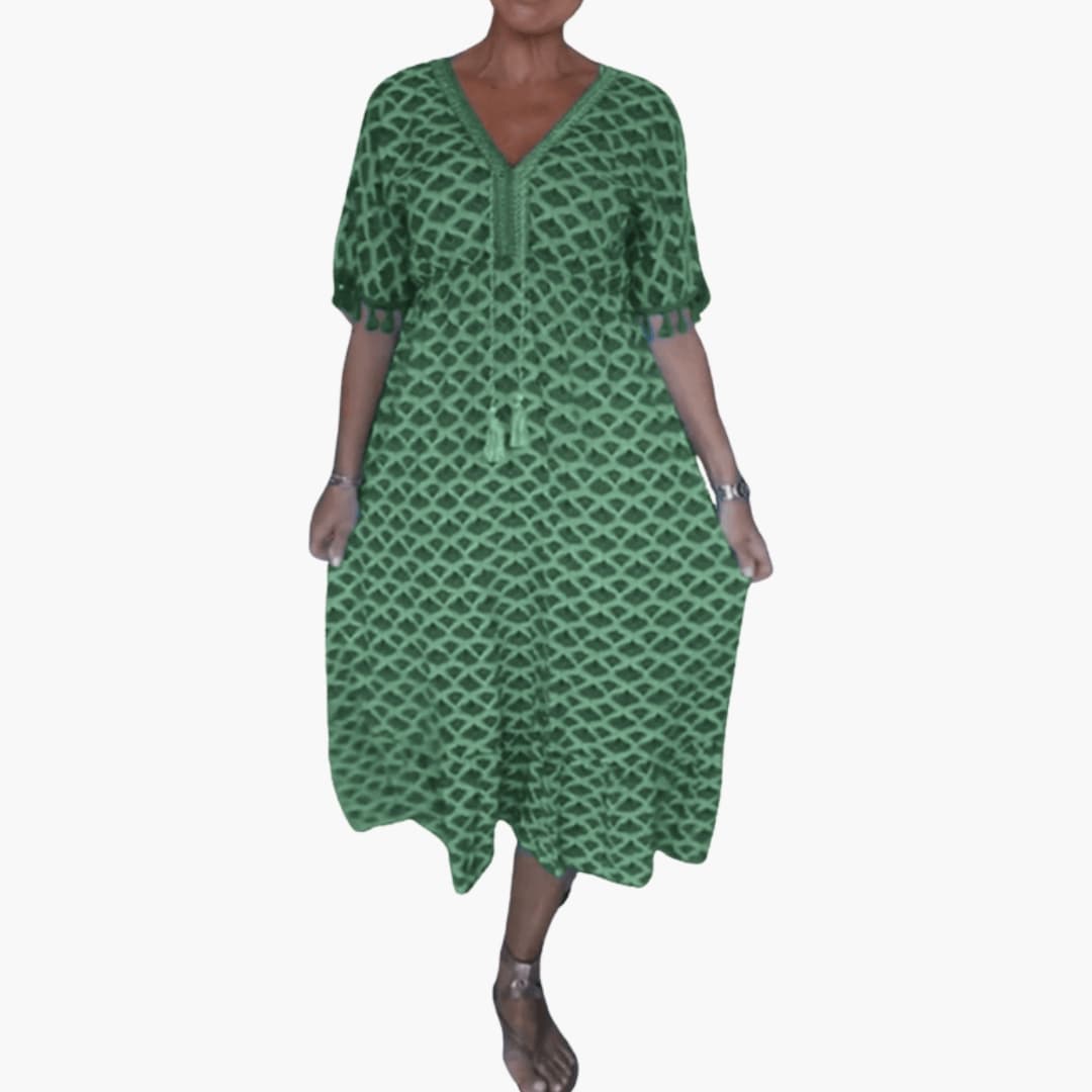 Casual V Neck Floral Midi Summer Dress for Women