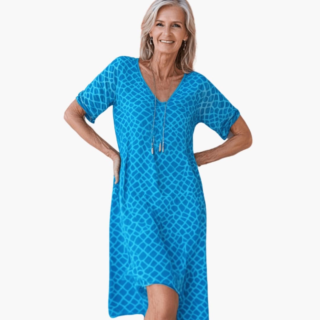 Casual V Neck Floral Midi Summer Dress for Women - Olytrend