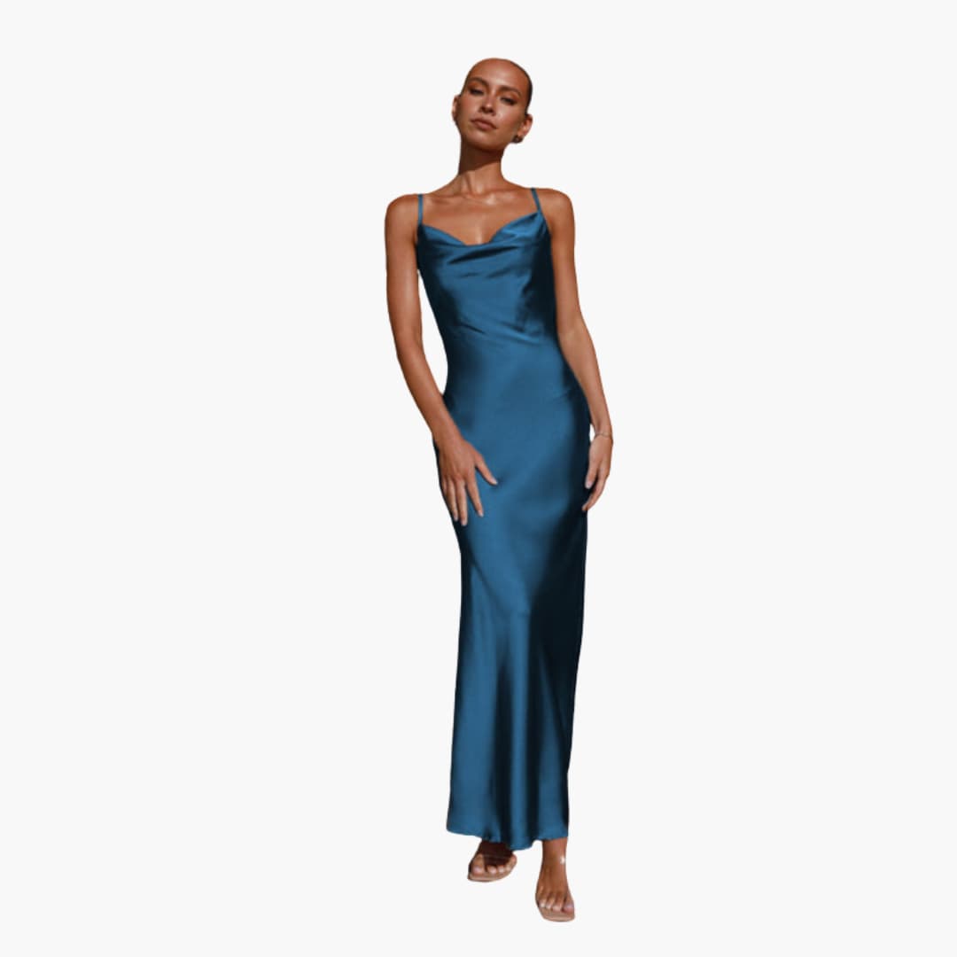 Women's Long Flowy Dress with Adjustable Thin Straps