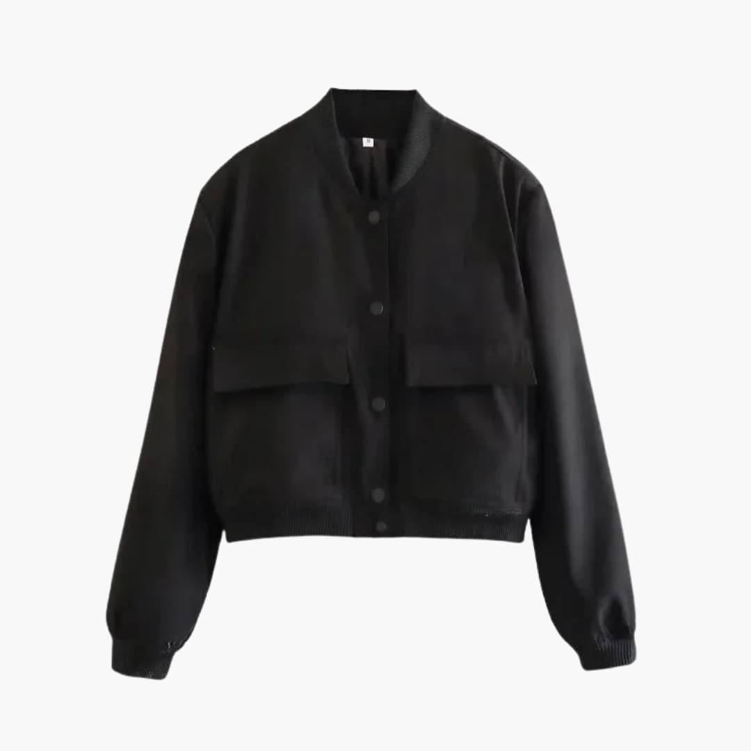 Women's Classic Bomber Jacket with Stretch Cuffs and Large Pockets