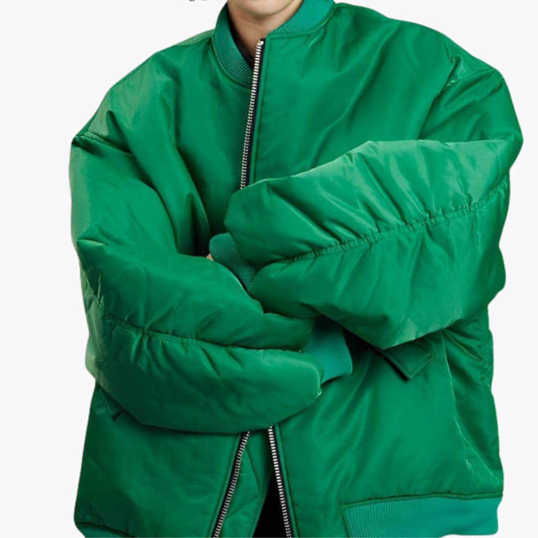 Women's Large Bomber Coat with Long Sleeves and Pockets - Olytrend