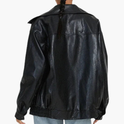 Women's Large Zip Up Bomber Coat with Long Sleeves