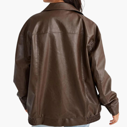 Women's Large Zip Up Bomber Coat with Long Sleeves