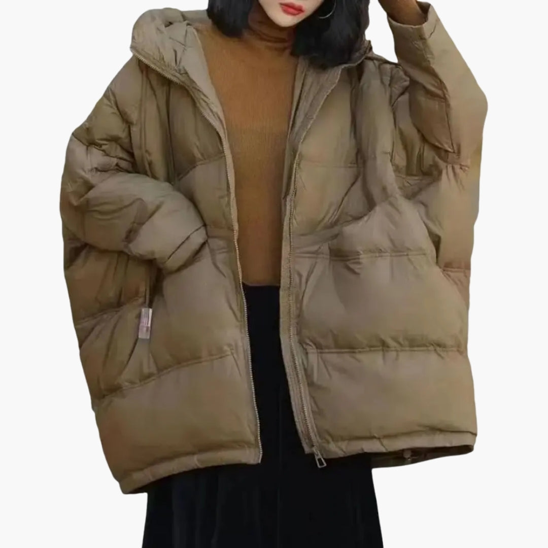 Warm Women's Hooded Coat with Front Pockets