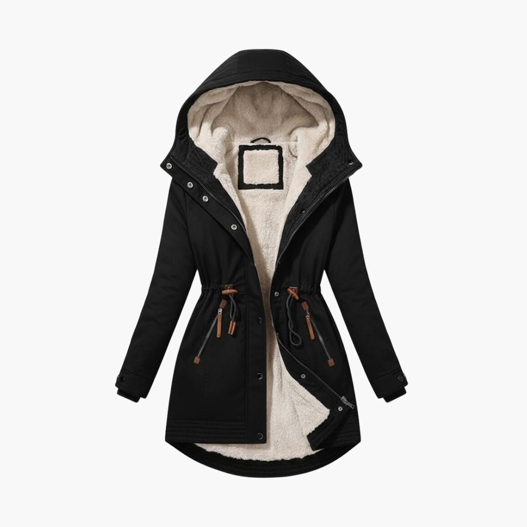 Waterproof Ladies Coat with Fleece Lined Hood - Olytrend