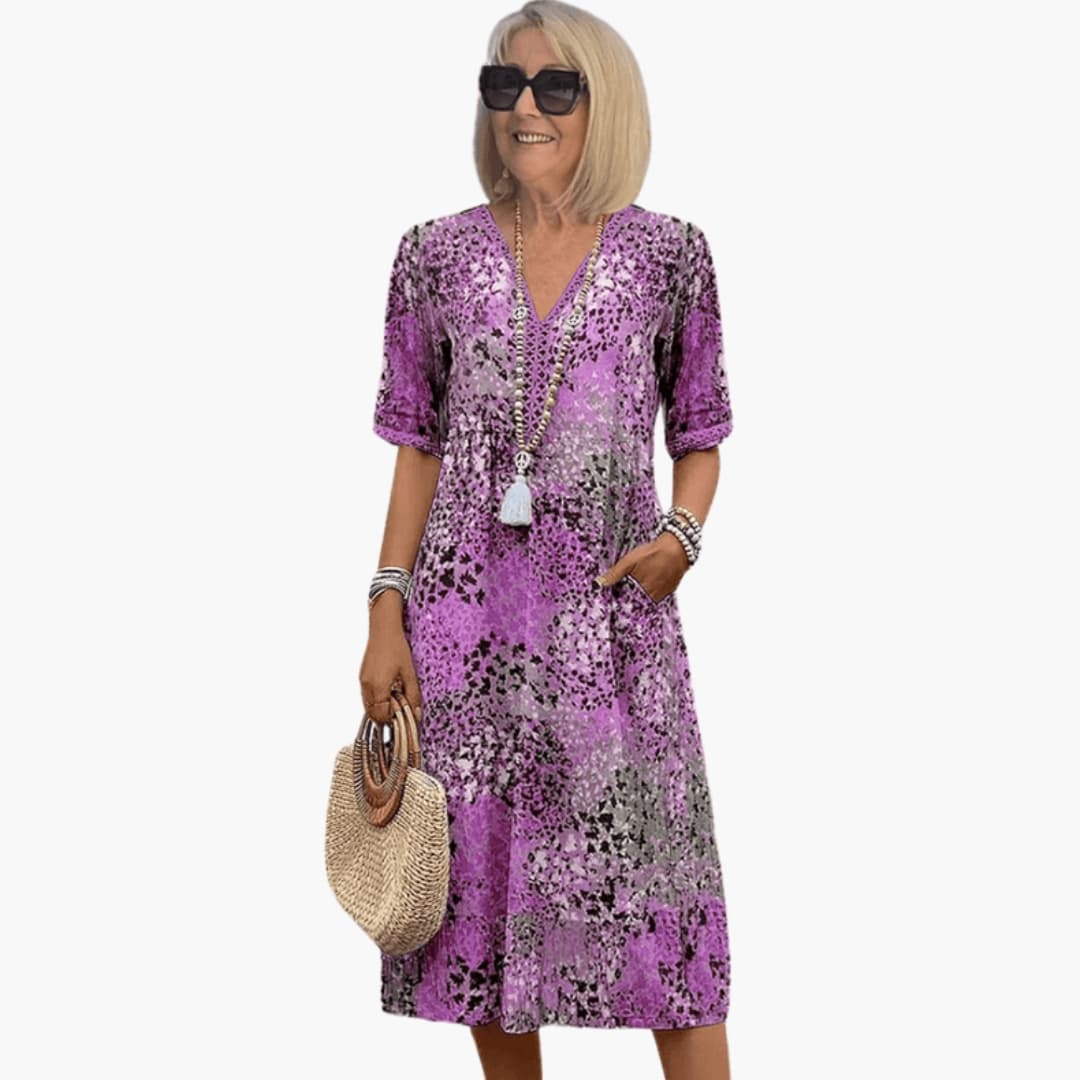 Casual Floral V-Neck Dress for Women
