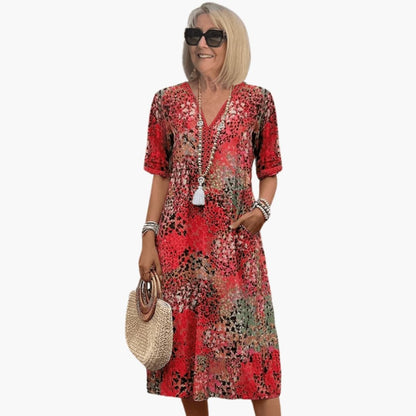 Casual Floral V-Neck Dress for Women - Olytrend