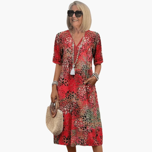 Casual Floral V-Neck Dress for Women - Olytrend