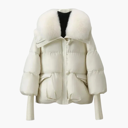 Warm Womens Padded Coat with Faux Fur Trim