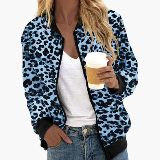 Casual Leopard Print Bomber Jacket for Women - Olytrend