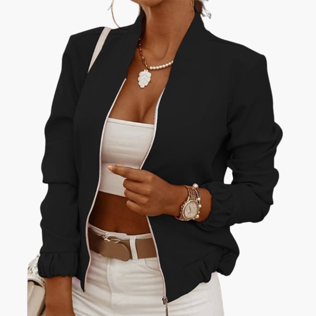 Women's Casual Zip Up Jacket with Side Pockets
