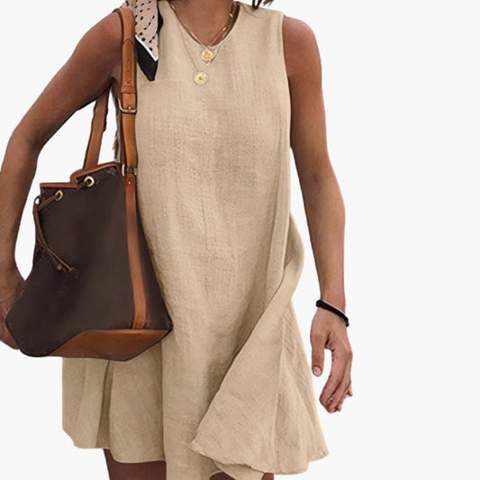 Casual Short Sleeve Collar Button Dress - Olytrend