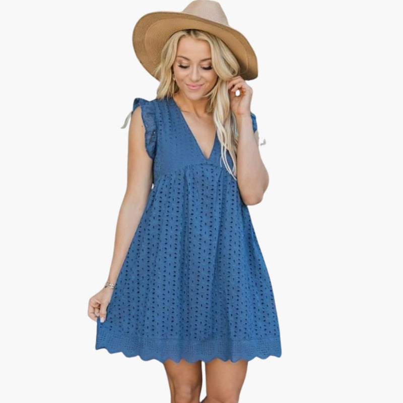 Casual Knee Length Summer Dress with Pockets - Olytrend