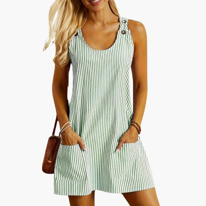 Women's Casual Summer Striped Sundress with Pockets
