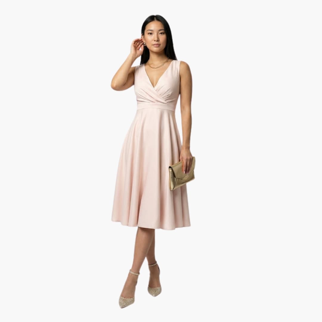 Casual Summer V Neck Midi Dress for Women - Olytrend