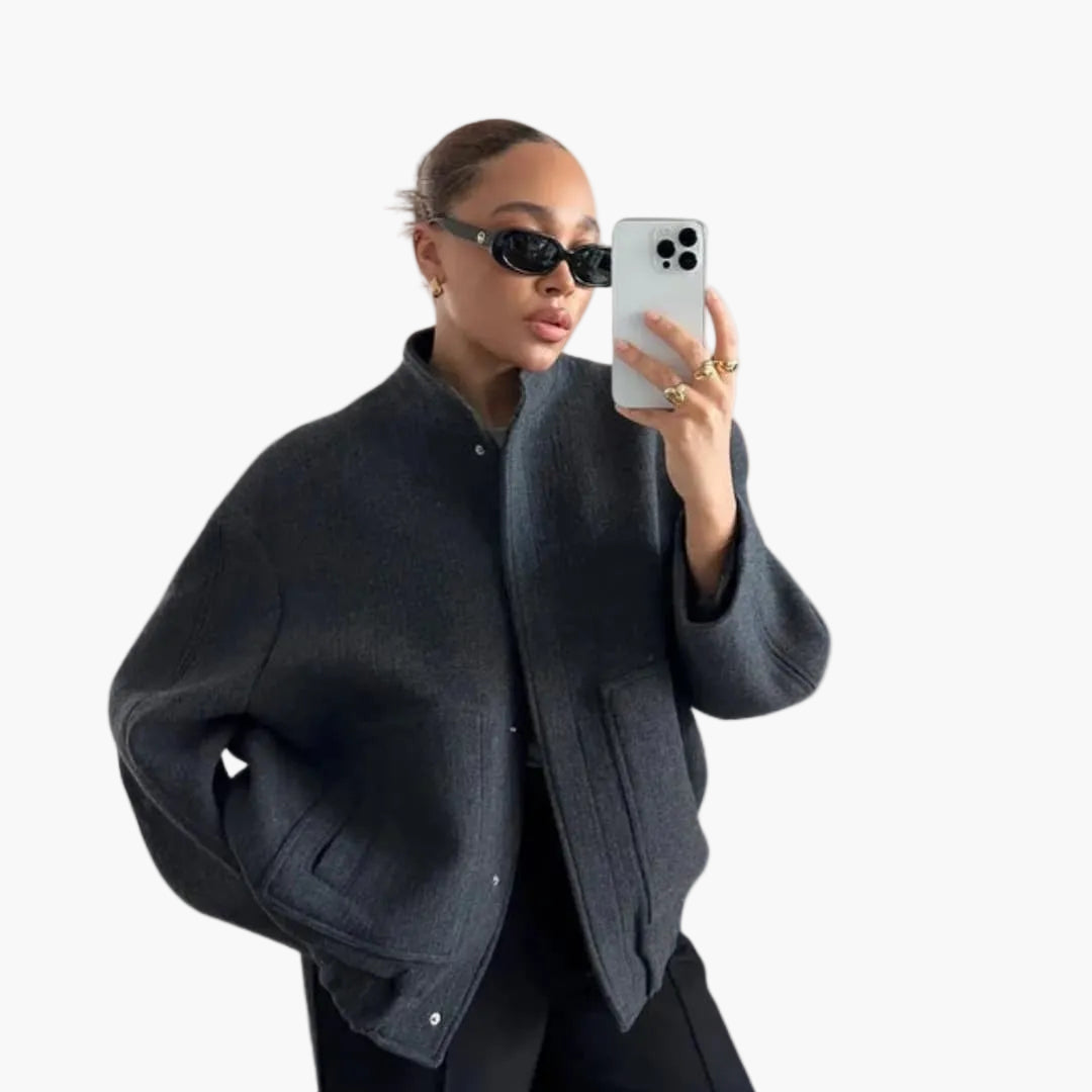 Women's Fashionable Large Zip Up Bomber Jacket