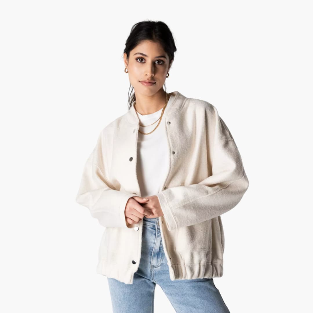 Women's Fashionable Large Zip Up Bomber Jacket - Olytrend