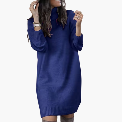 Women's Cozy Crew Neck Sweater Dress with Long Sleeves