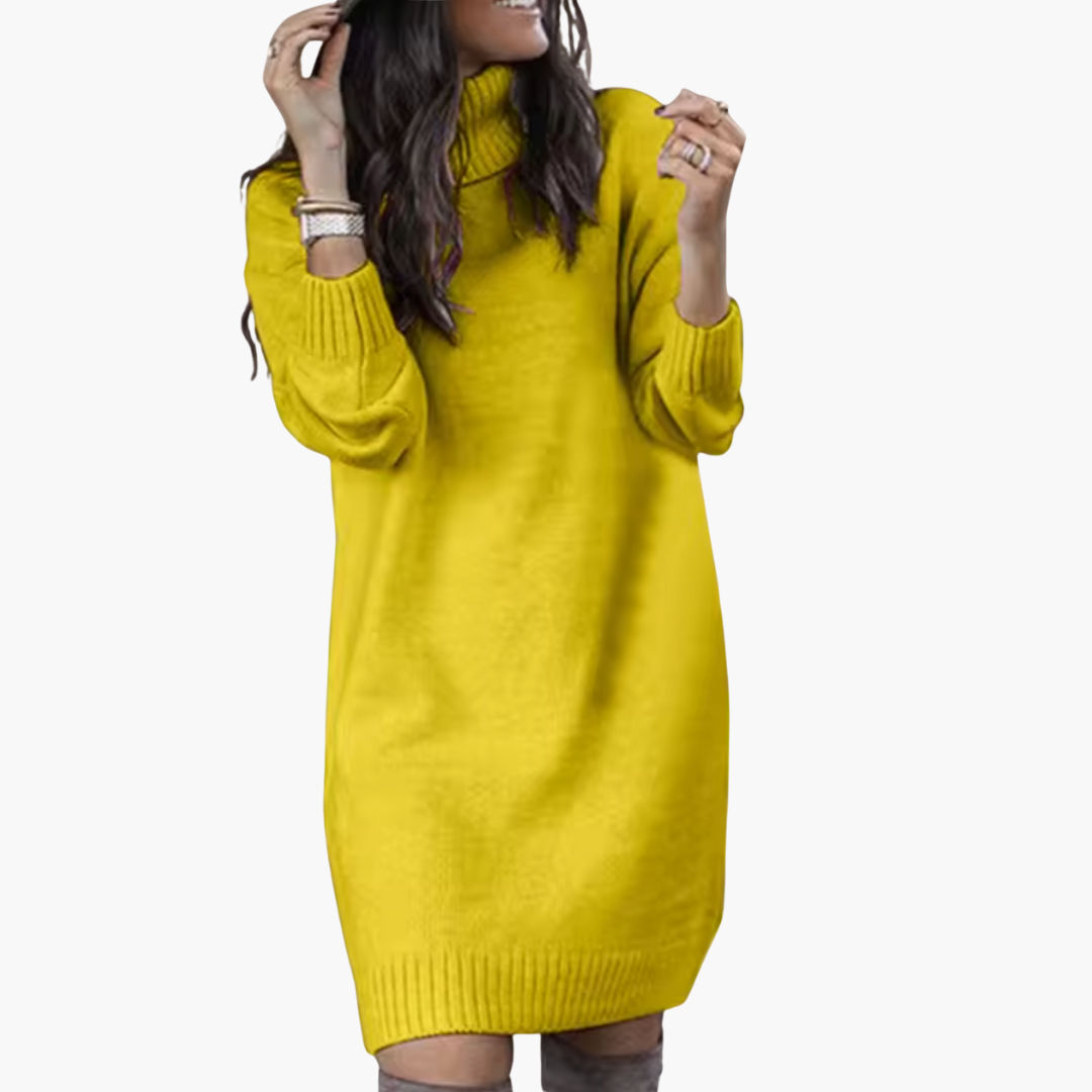 Women's Cozy Crew Neck Sweater Dress with Long Sleeves