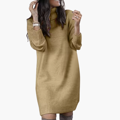 Women's Cozy Crew Neck Sweater Dress with Long Sleeves