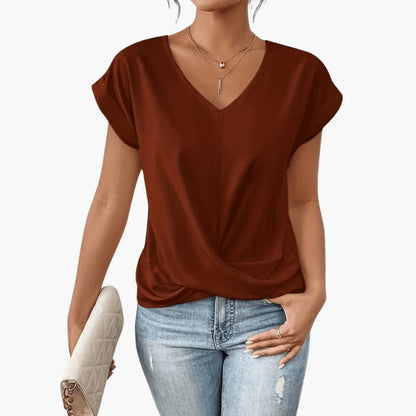 Casual Fit V-Neck Short Sleeve Women's Blouse