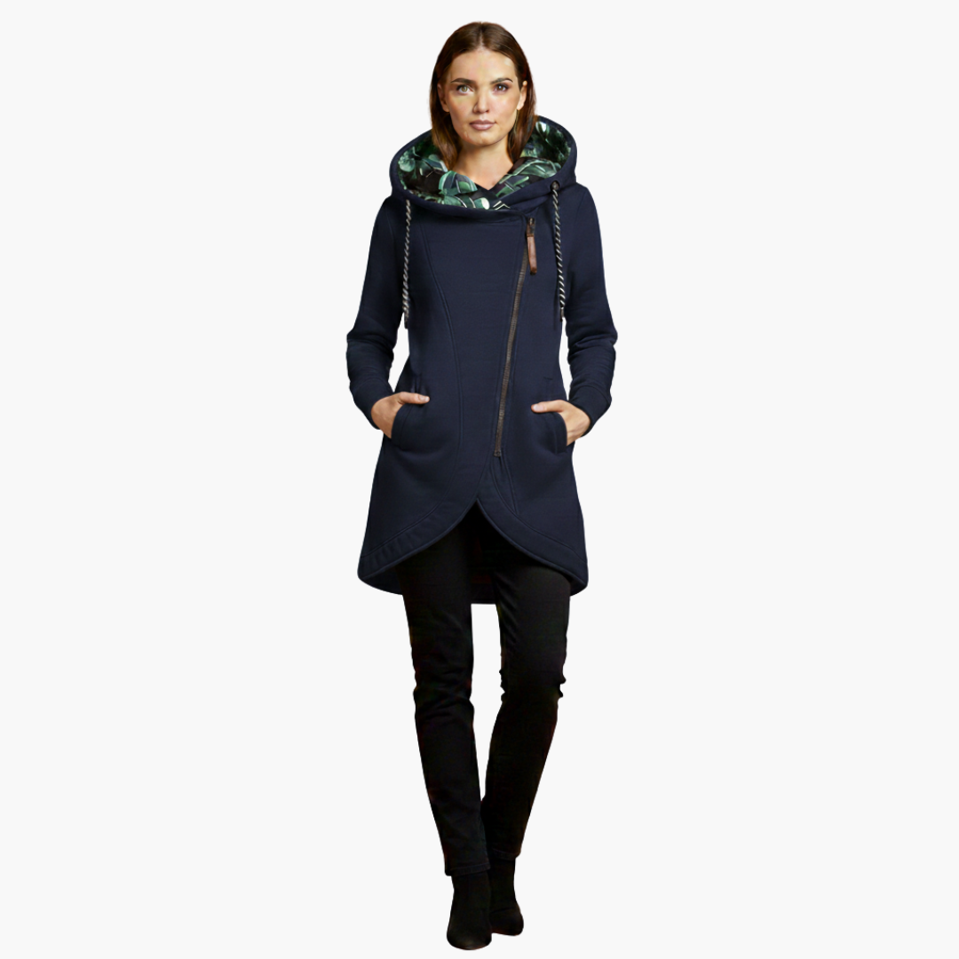 Warm Women's Parka Coat with Hood and Pockets
