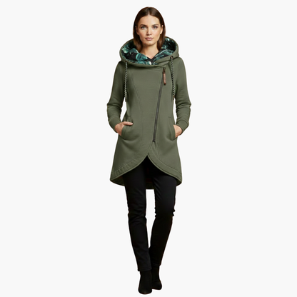 Warm Women's Parka Coat with Hood and Pockets