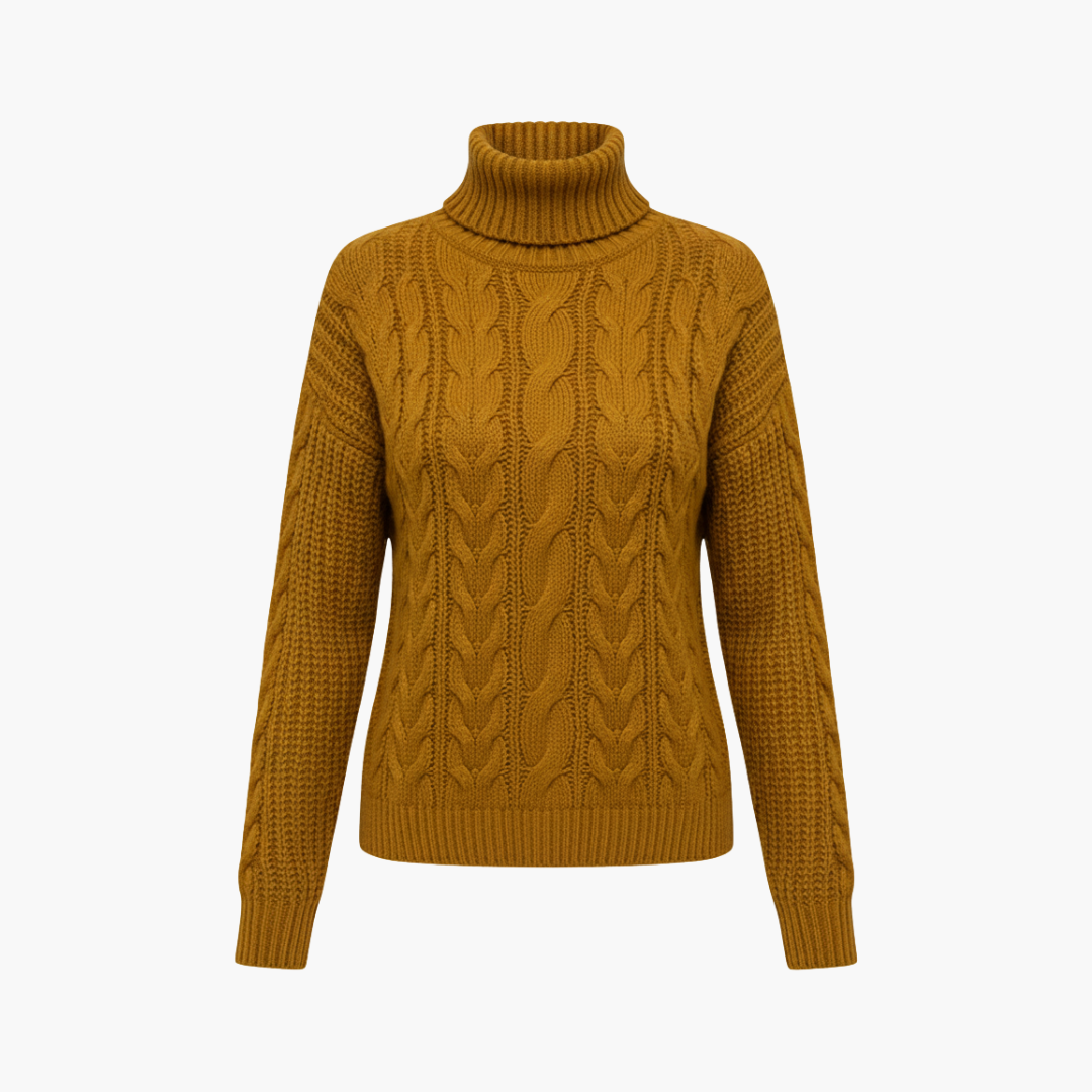 Warm Women's Knit Turtleneck Long Sleeve Sweater - Olytrend