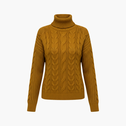 Warm Women's Knit Turtleneck Long Sleeve Sweater - Olytrend