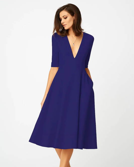 Women's Elegant Evening Midi Dress With Refined Design