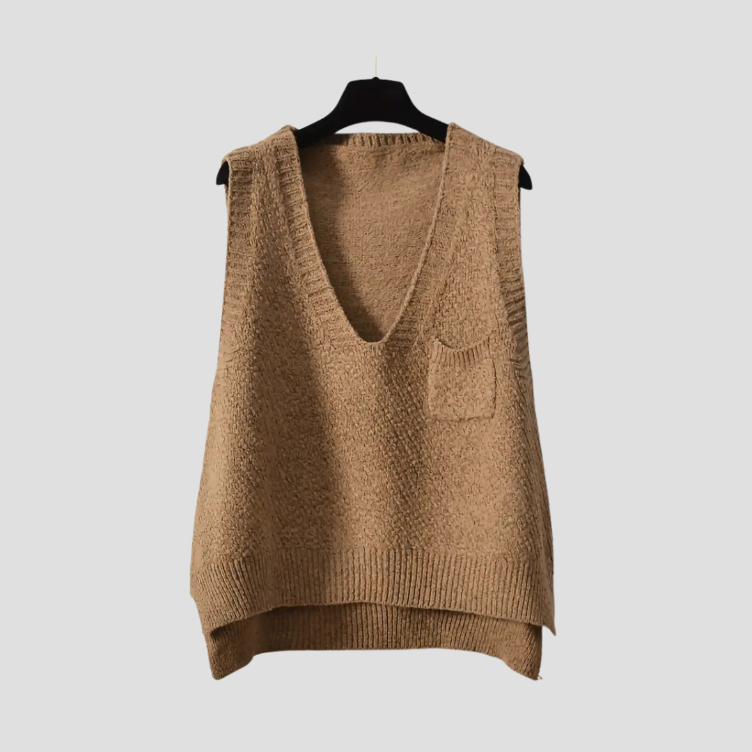 Women's Knitted Vest V-Neck Sleeveless Soft Black