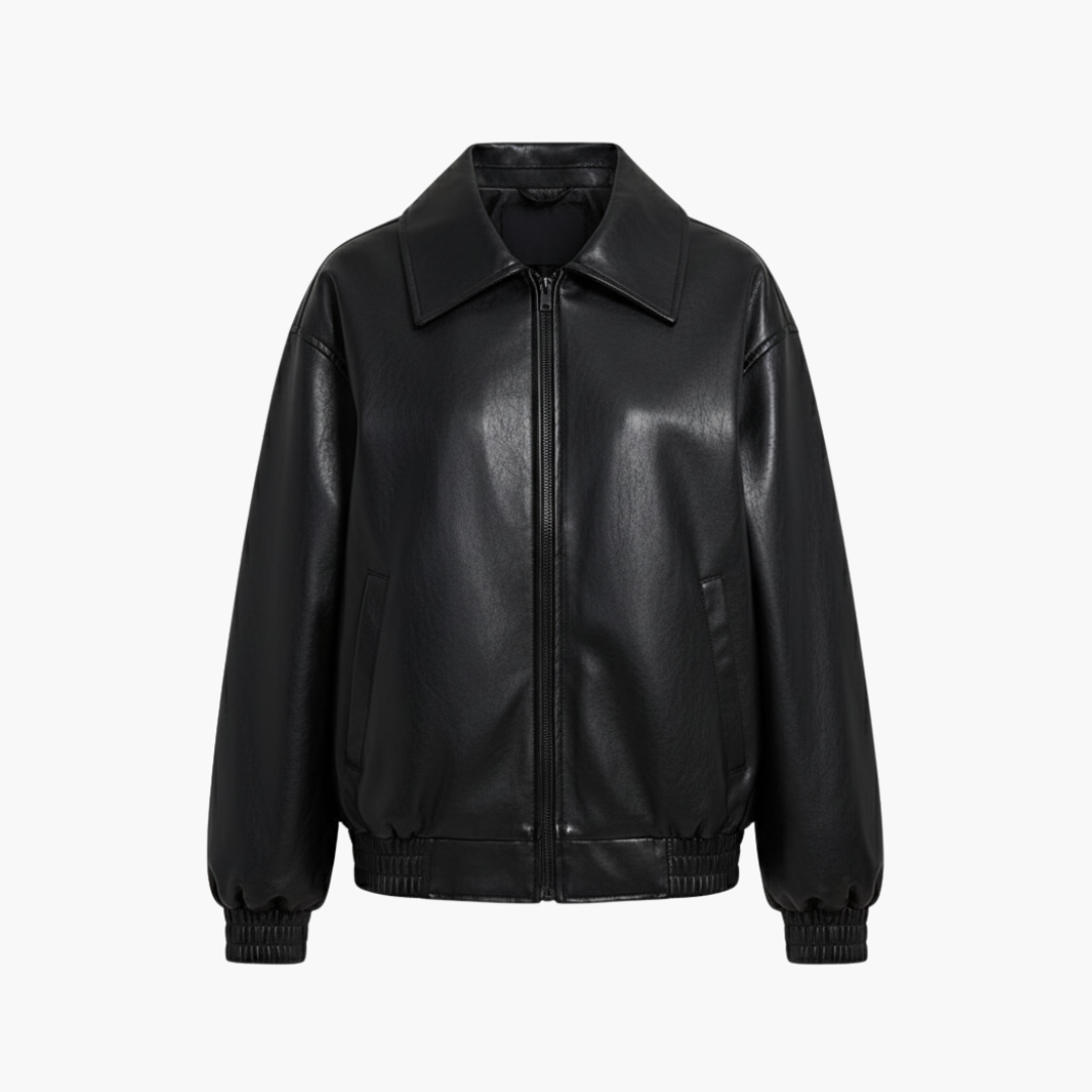 Women's Large Zip Up Bomber Coat with Long Sleeves - Olytrend