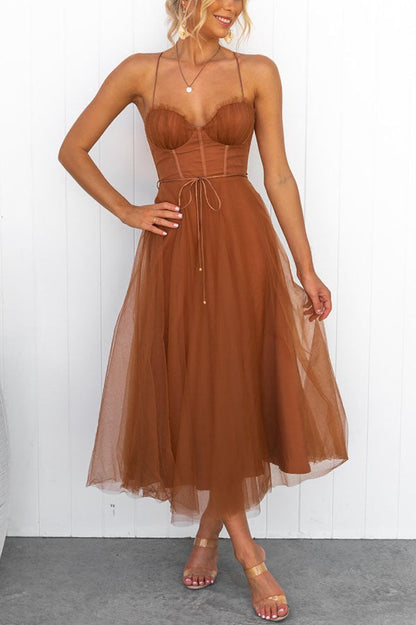 Women's Elegant Corset Style Midi Dress