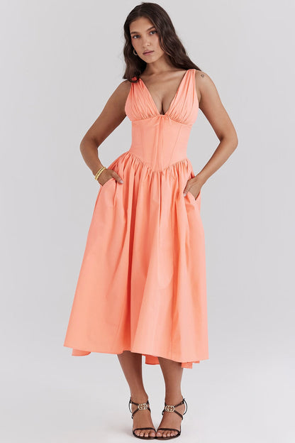 Women's Elegant Floral Summer Midi Dress