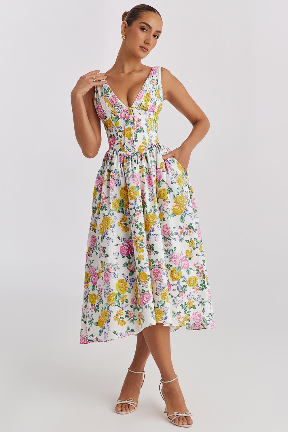 Women's Elegant Floral Summer Midi Dress