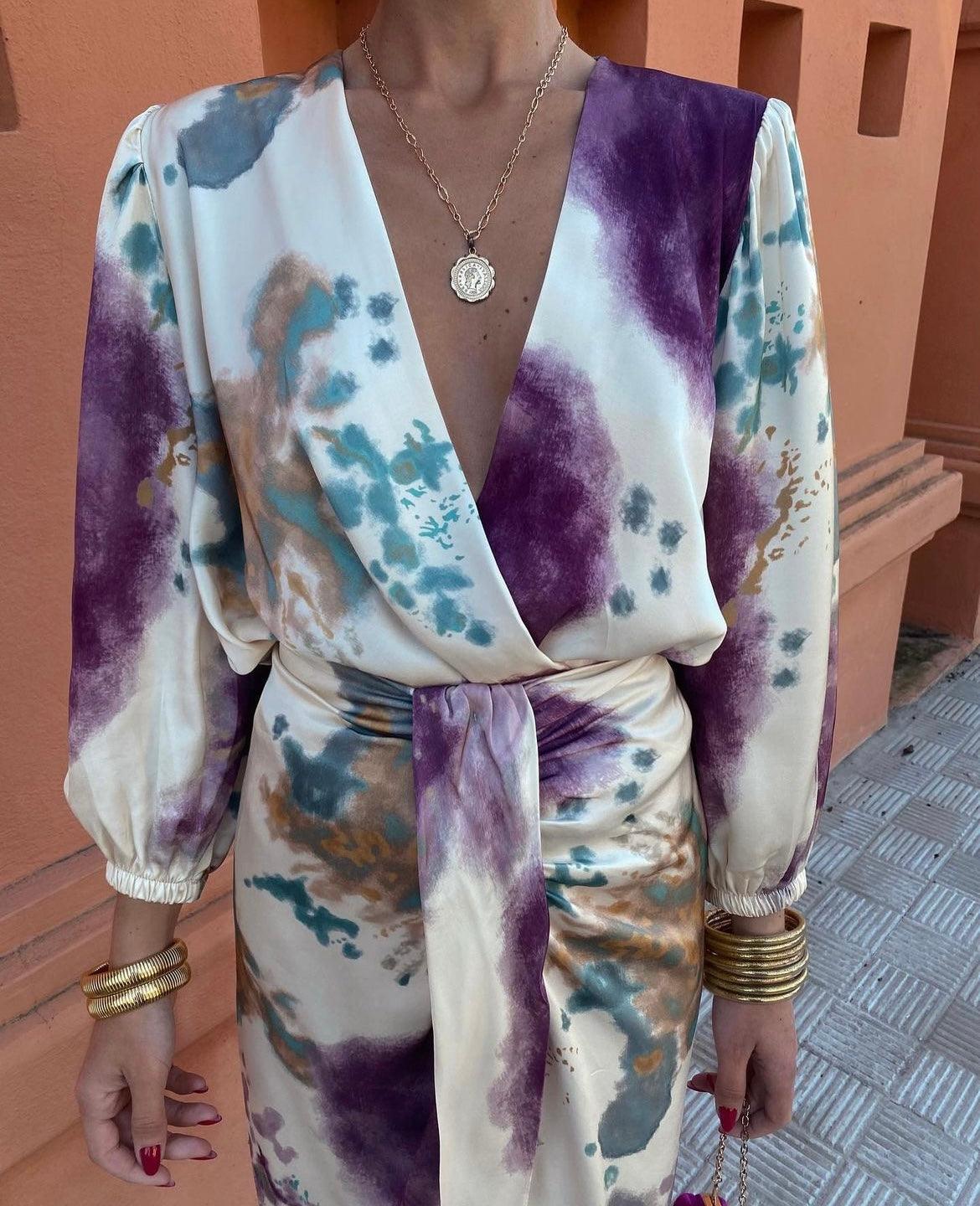Women's Two-Piece Set with Plunging Neckline Top
