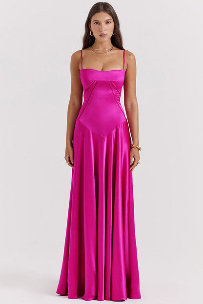 Women's Elegant Maxi Dress with Lace Trim